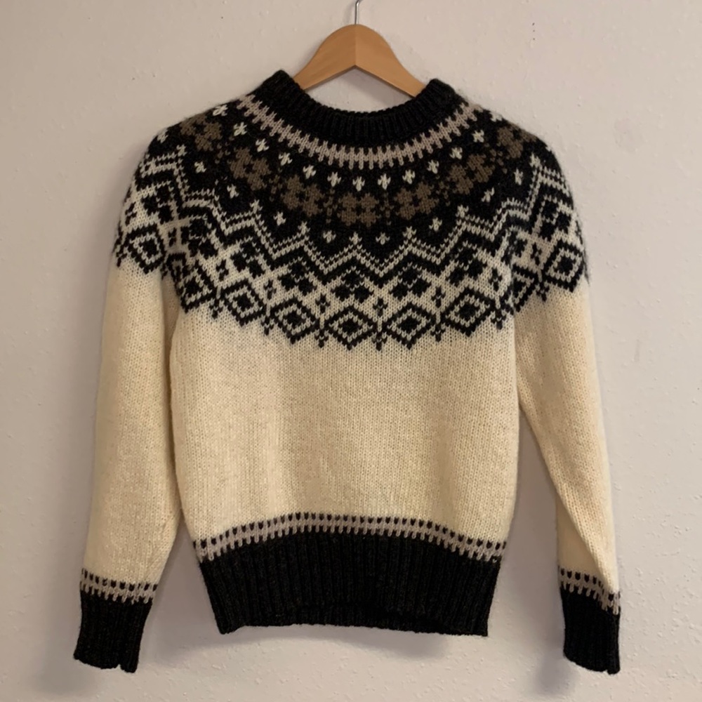 Vintage Woolrich 100% Wool Brown and Off White Sweater